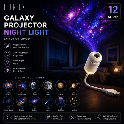 LUNUX Galaxy Projector Night Light