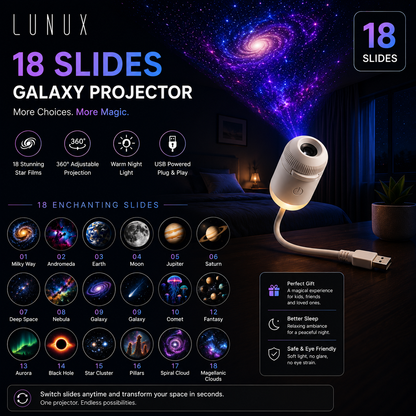 LUNUX Galaxy Projector Night Light